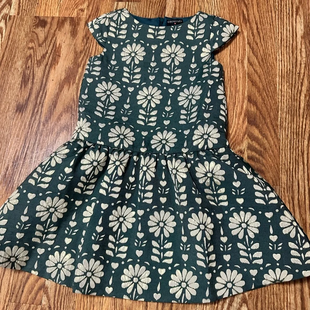 EUC JCrew Crewcuts Girls' cap-sleeve dress in jacquard floral Size 6